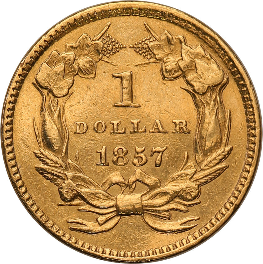 USA. 1 dolar 1857 typ III, Philadelphia